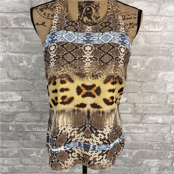 1.State Sleeveless Leopard Print Blouse - Picture 1 of 5